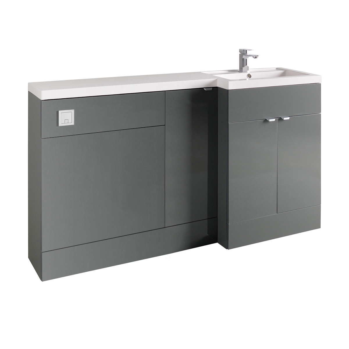 Hudson Reed Fusion Combination Furniture & Basin Grey Gloss 1505mm Right Hand Option B