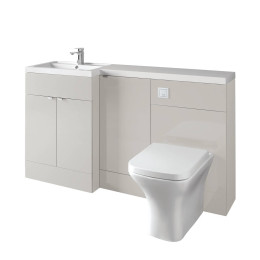 Hudson Reed Fusion Combination Furniture & Basin Grey Mist Gloss 1505mm Left Hand Option A