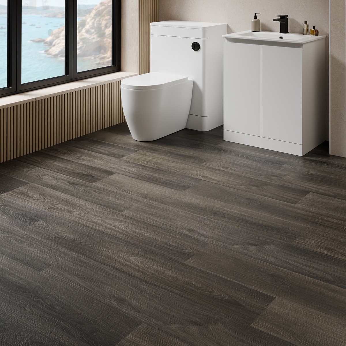 Hydro Step Click Flooring Black Ash Roomset