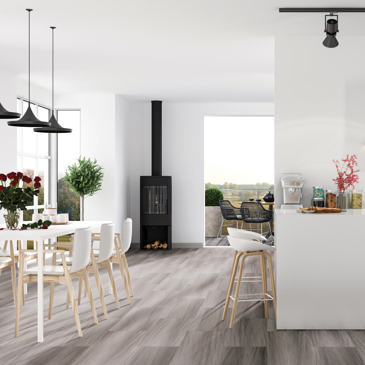 Hydro Step Click Flooring Grey Slate Roomset