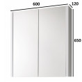 Purity 2 Door Mirror Cabinet White Gloss 600 x 650mm Dimensions