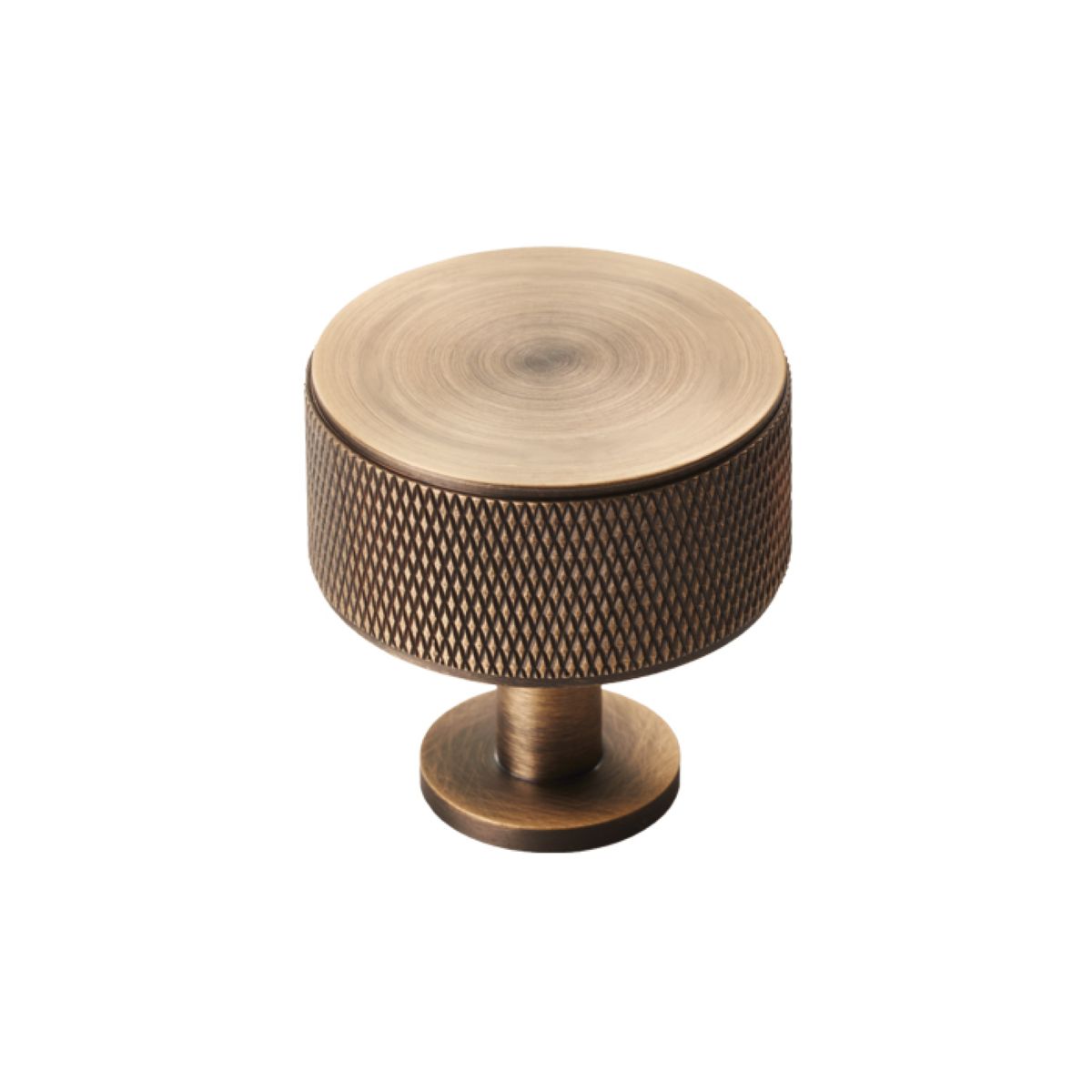 Knurled Round Knob Handle Satin Brass 35mm