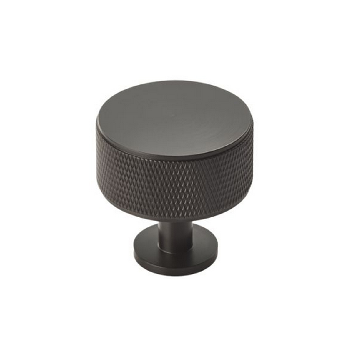 Knurled Round Knob Handle Matt Black 35mm