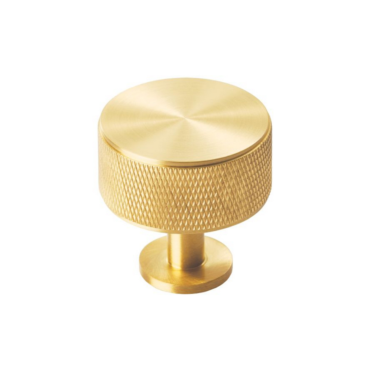 Knurled Round Knob Handle Satin Brass 35mm