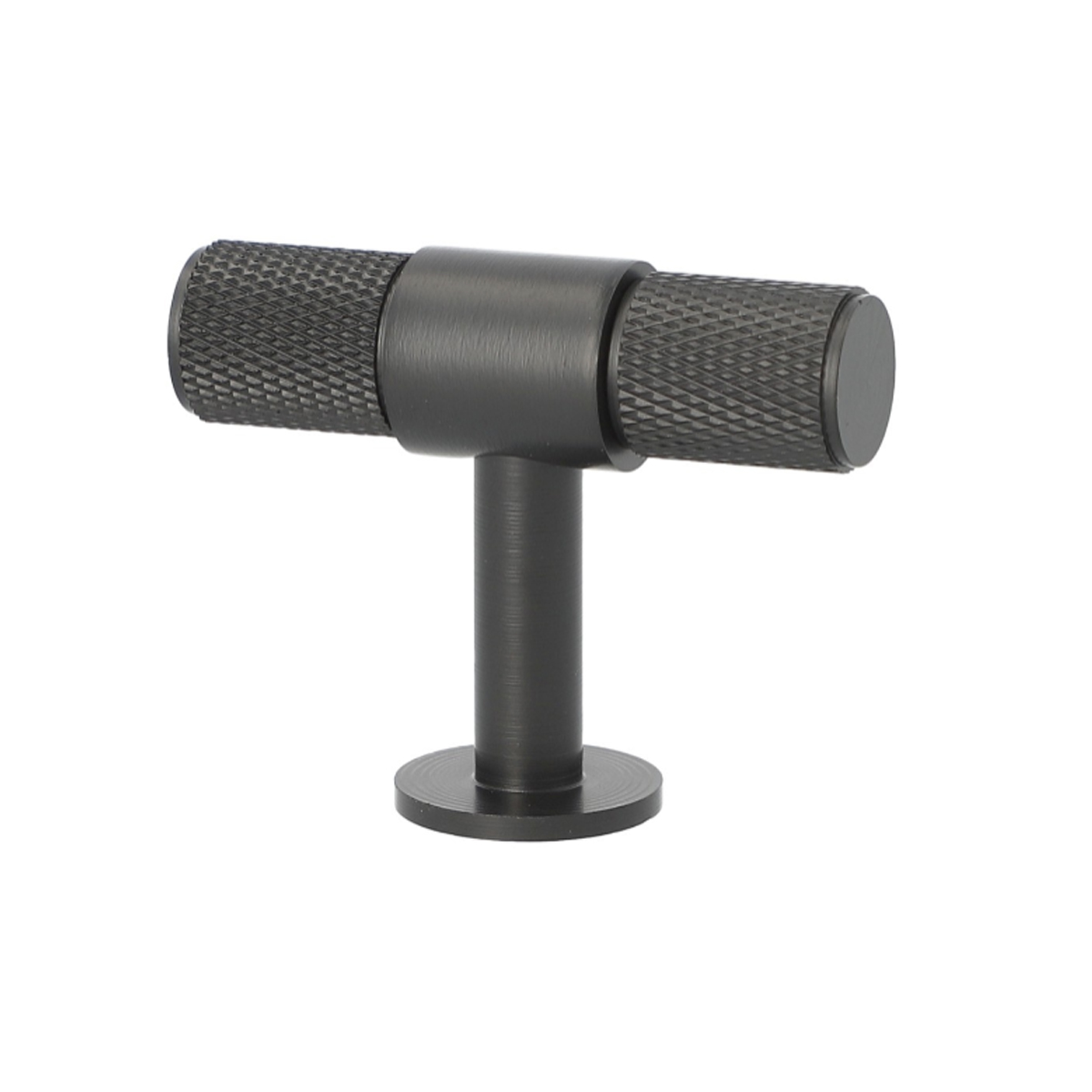 Knurled T Bar Pull Handle Matt Black 50mm