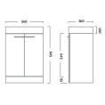 Tavistock Kobe Vanity Unit & Basin Grey 560mm Dimensions