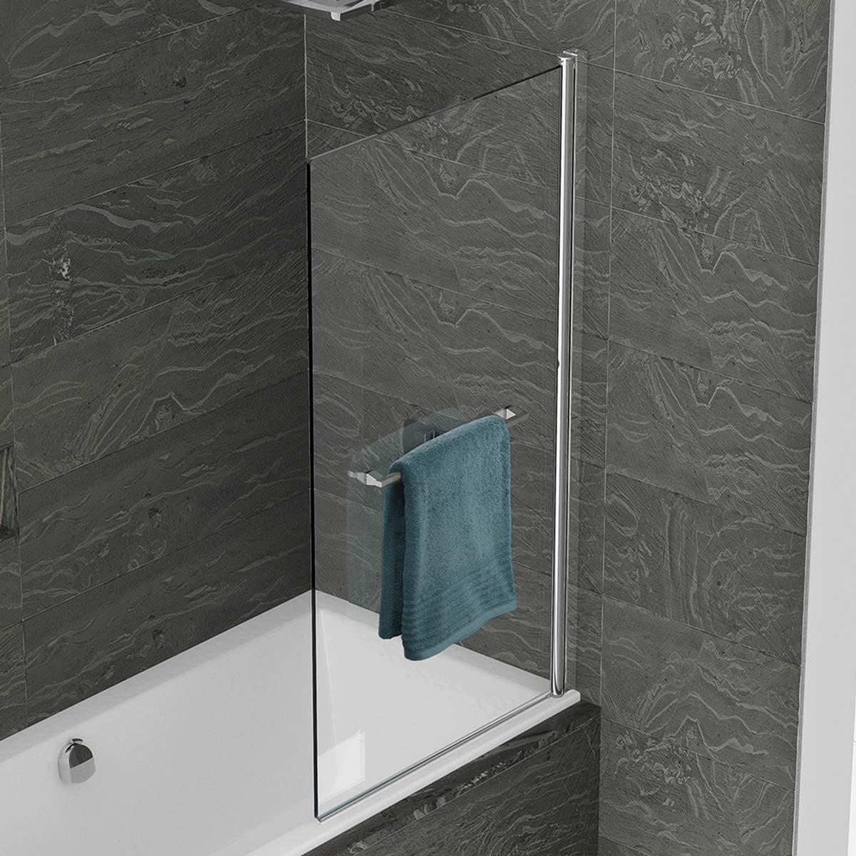 Kudos Inspire 8mm Standard Bath Shower Screen with Towel Rail