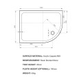 Kudos K Stone Anti Slip Slimline Offset Quadrant Shower Tray 1200 x 900mm Left Hand Dimensions