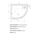 Kudos K Stone Anti Slip Slimline Offset Quadrant Shower Tray 900 x 760mm Left Hand Dimensions