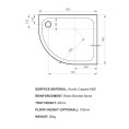 Kudos K Stone Anti Slip Slimline Offset Quadrant Shower Tray 900 x 760mm Right Hand Dimensions