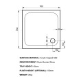 Kudos K Stone Anti Slip Slimline Square Shower Tray 760 x 760mm Dimensions