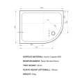 Kudos K Stone Slimline Offset Quadrant Shower Tray 1200 x 900 Left Hand dimensions