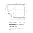 Kudos K Stone Slimline Offset Quadrant Shower Tray with Riser Kit 1200 x 900 Left Hand Dimensions