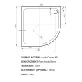 Kudos K Stone Slimline Quadrant Shower Tray with Riser Kit 1000 x 1000 dimensions