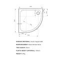 Kudos K Stone Slimline Offset Quadrant Shower Tray 1200 x 900 Right Hand dimensions