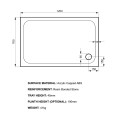 Kudos K Stone Slimline Rectangular Shower Tray with Riser Kit 1200 x 760 Dimensions