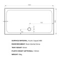 Kudos K Stone Slimline Rectangular Shower Tray with Riser Kit 1500 x 800 Dimensions