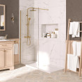 Lapis 8mm Wet Room Clear Glass Shower Panel Brushed Brass 700mm