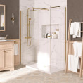 Lapis 8mm Wet Room Clear Glass Shower Panel Brushed Brass 600mm