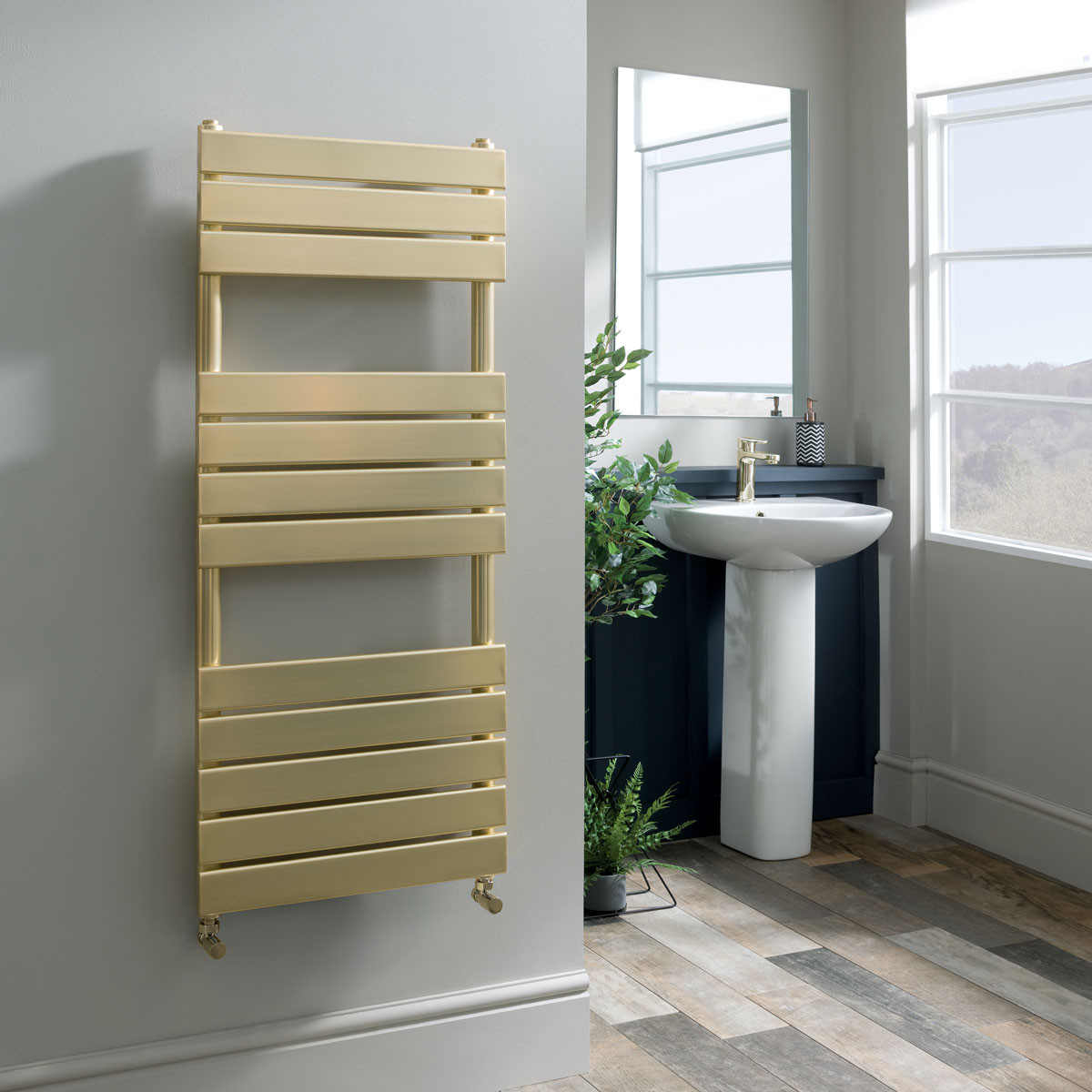 Brushed brass towel best sale radiator