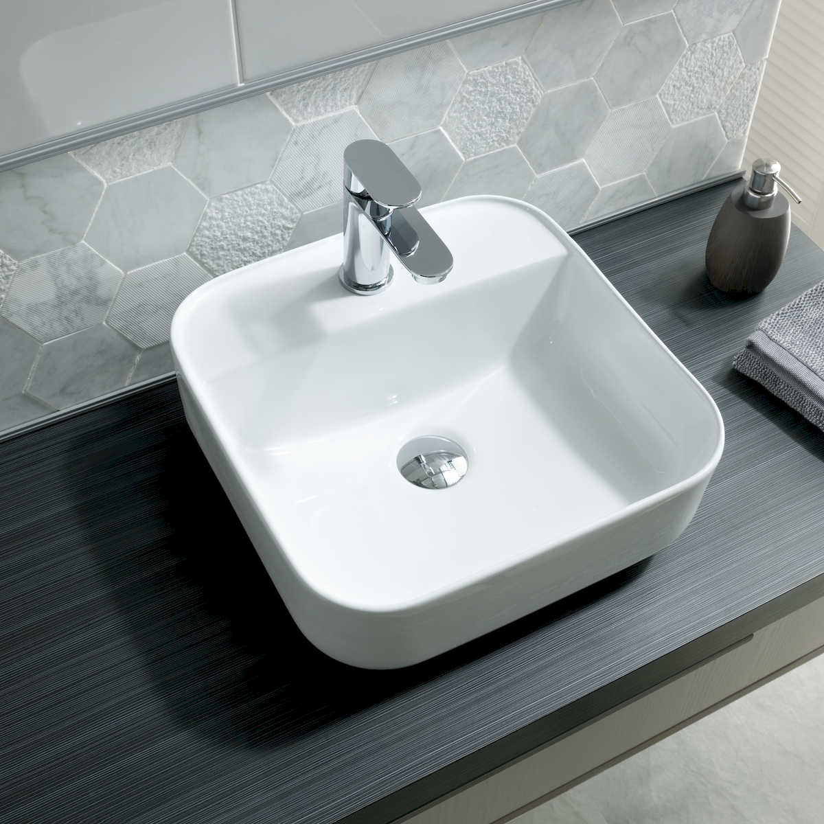 Lecico Emma 1 Tap Hole Freestanding Square Basin 385mm