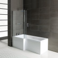 Leda L Shape Shower Bath 1500 x 850mm with Panel & Towel Rail Screen Left Hand