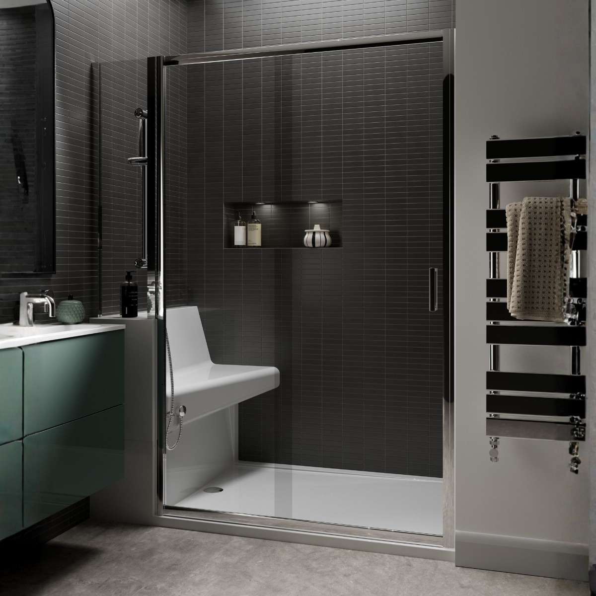 Trojan Living Shower Sliding Door Wall2Wall 1510x900 Left Hand