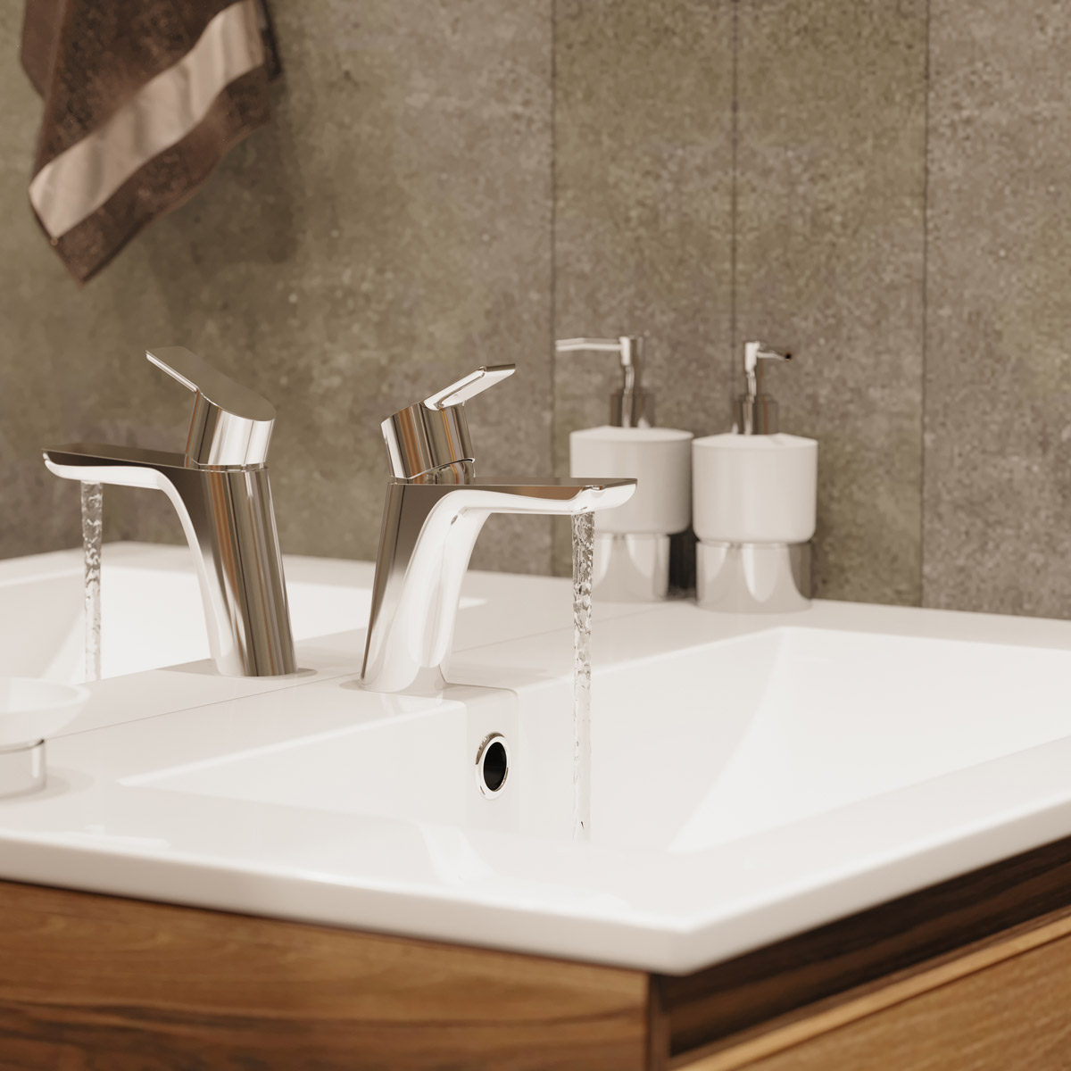 Lucid Cold Start Basin Mixer Tap Chrome with Click Waste Roomset