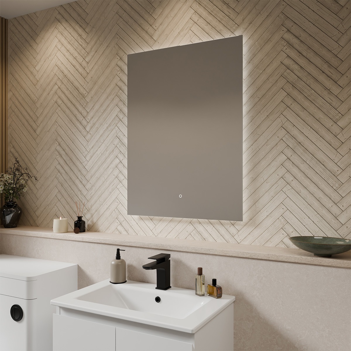 Lumos Ultra Slim Rectangular LED Illuminated Mirror 600x800mm