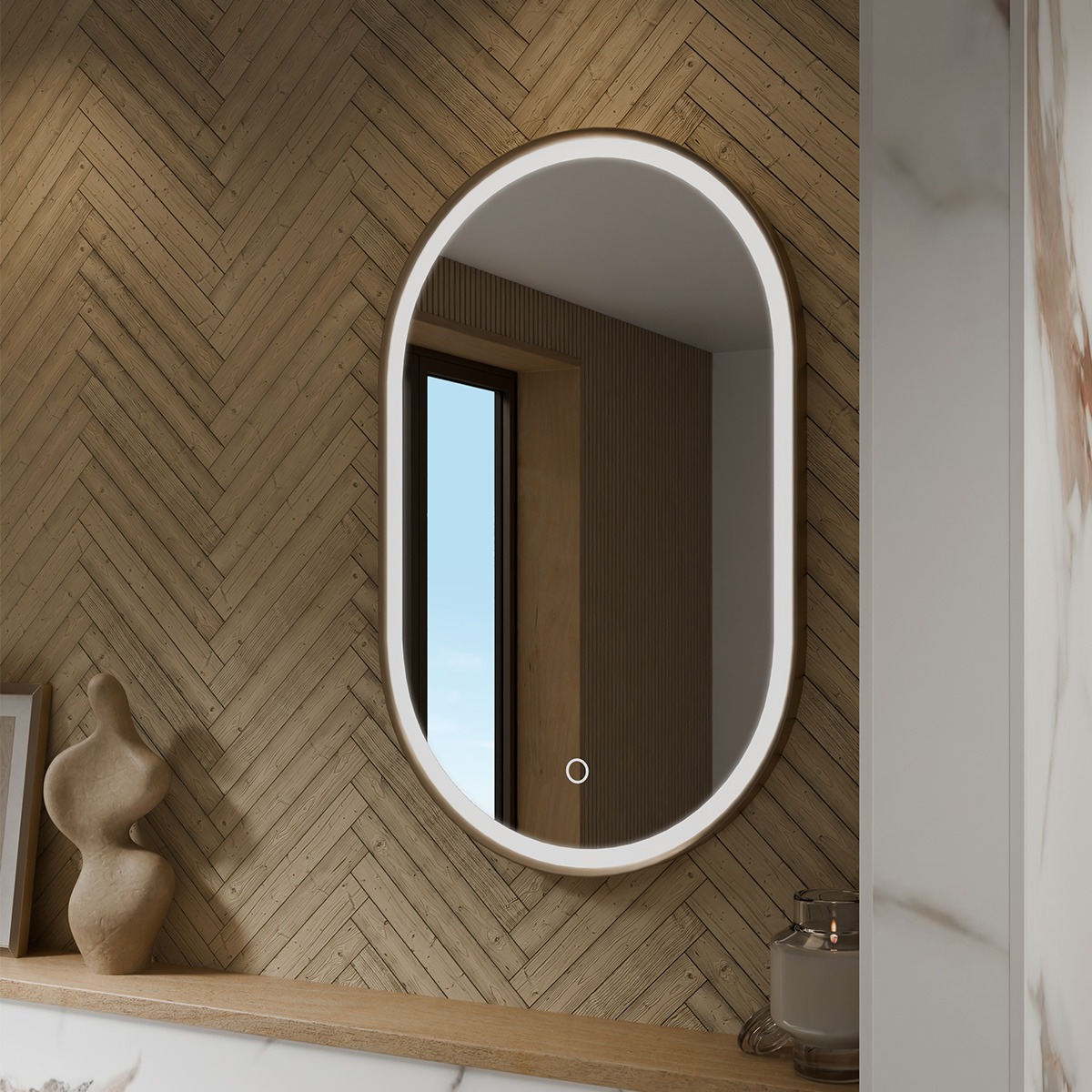 Lunar Ultra Slim Pill LED Illuminated Mirror 500 x 800mm