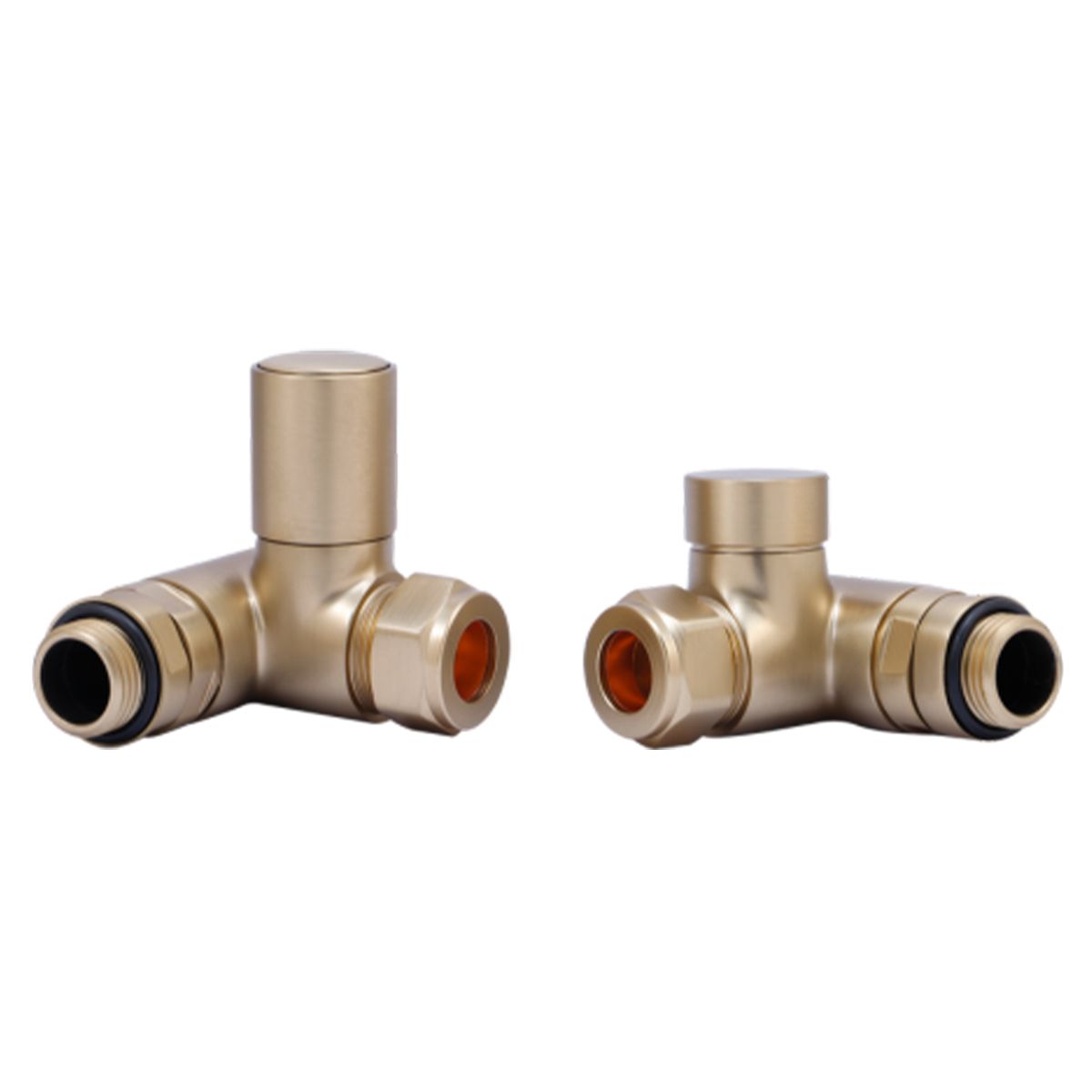 Manual Dual Fuel Corner Radiator Valves Brushed Brass