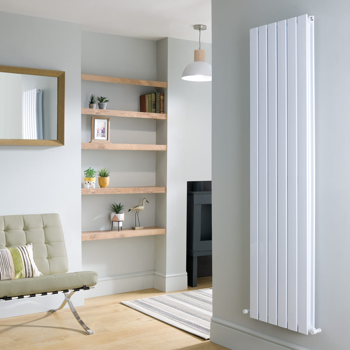 Narvi Designer Double Radiator White 1800 x 300mm