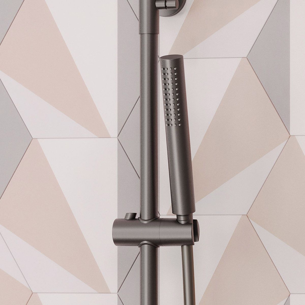 Globe Cool Touch Thermostatic Dual Function Bar Valve Shower System with Fixed Shower Head Gunmetal