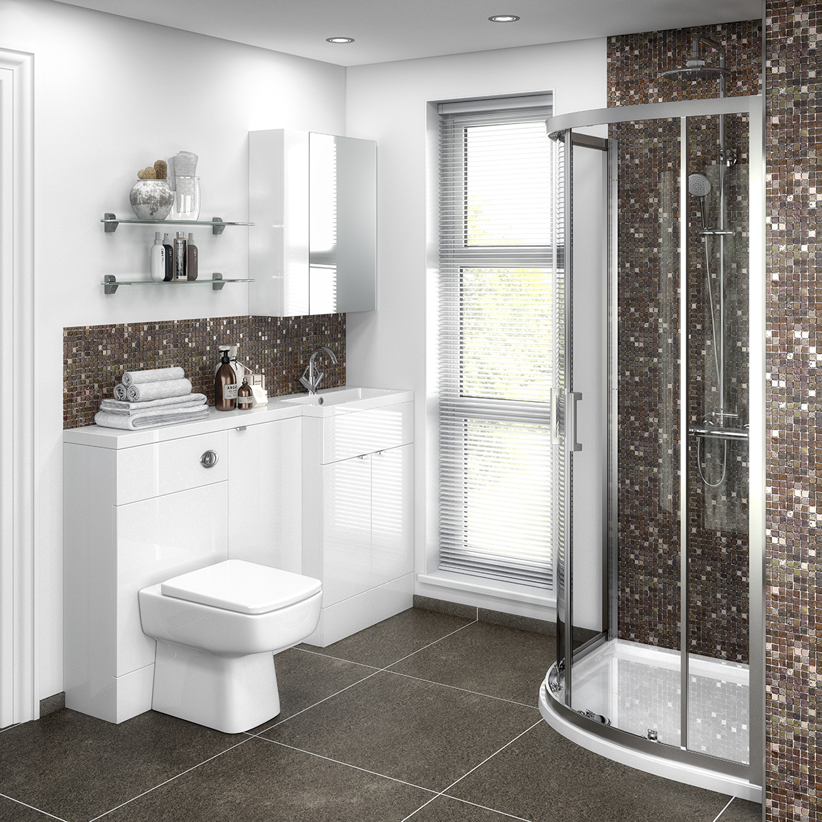 Hudson Reed Fusion Vanity Unit & Basin White Gloss 500mm