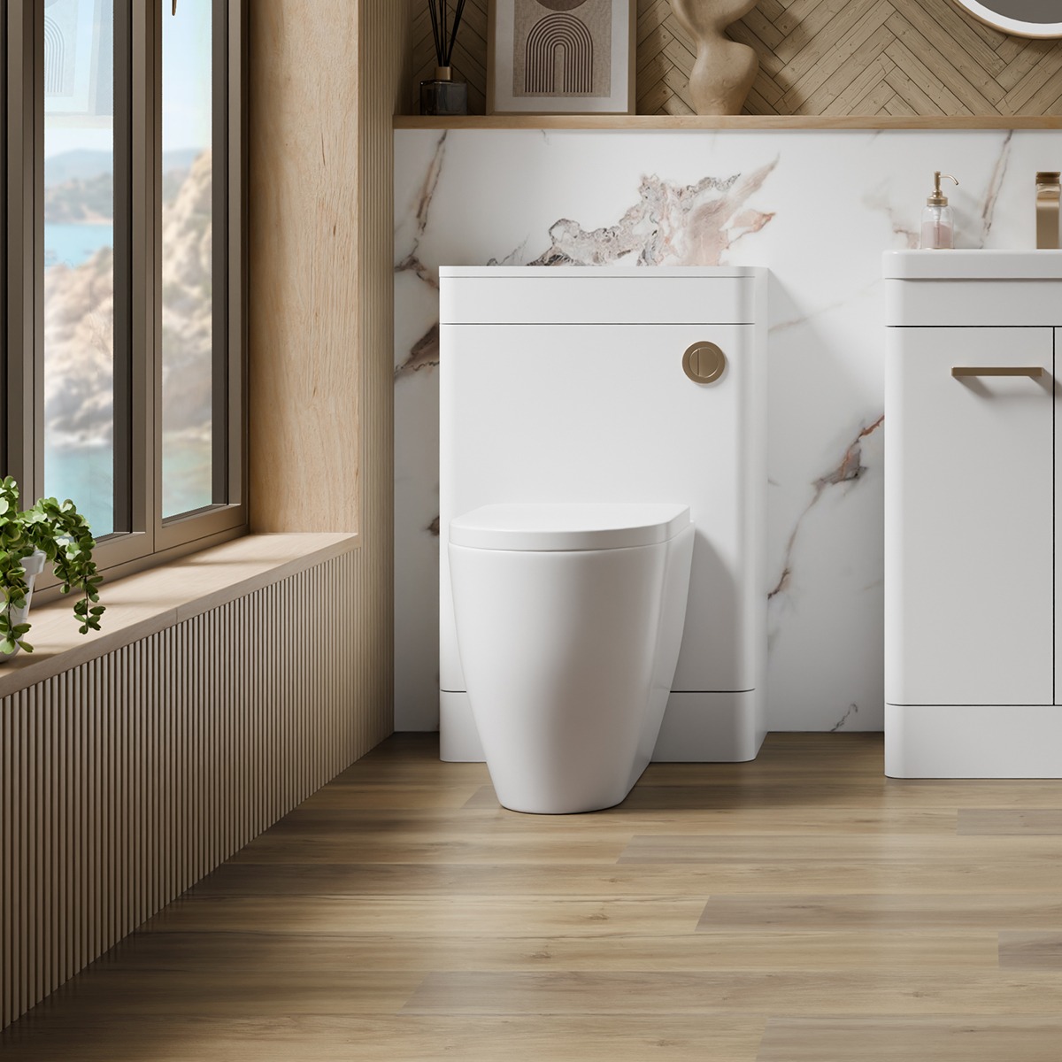Pacific 100% Waterproof WC Back To Wall Unit White Gloss 550mm