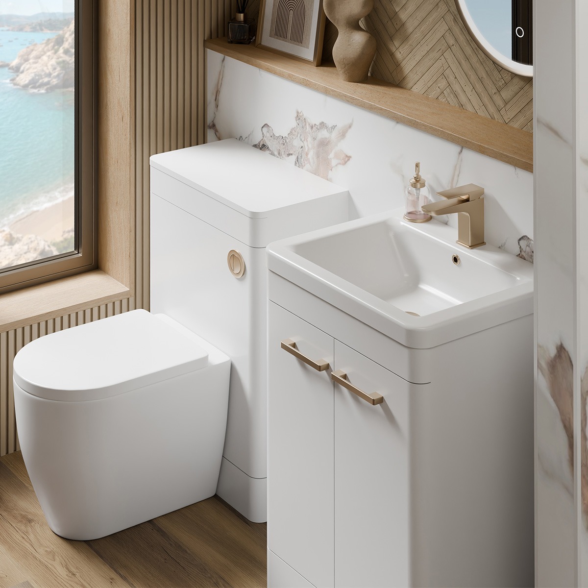 Pacific 100% Waterproof WC Back To Wall Unit White Gloss 550mm