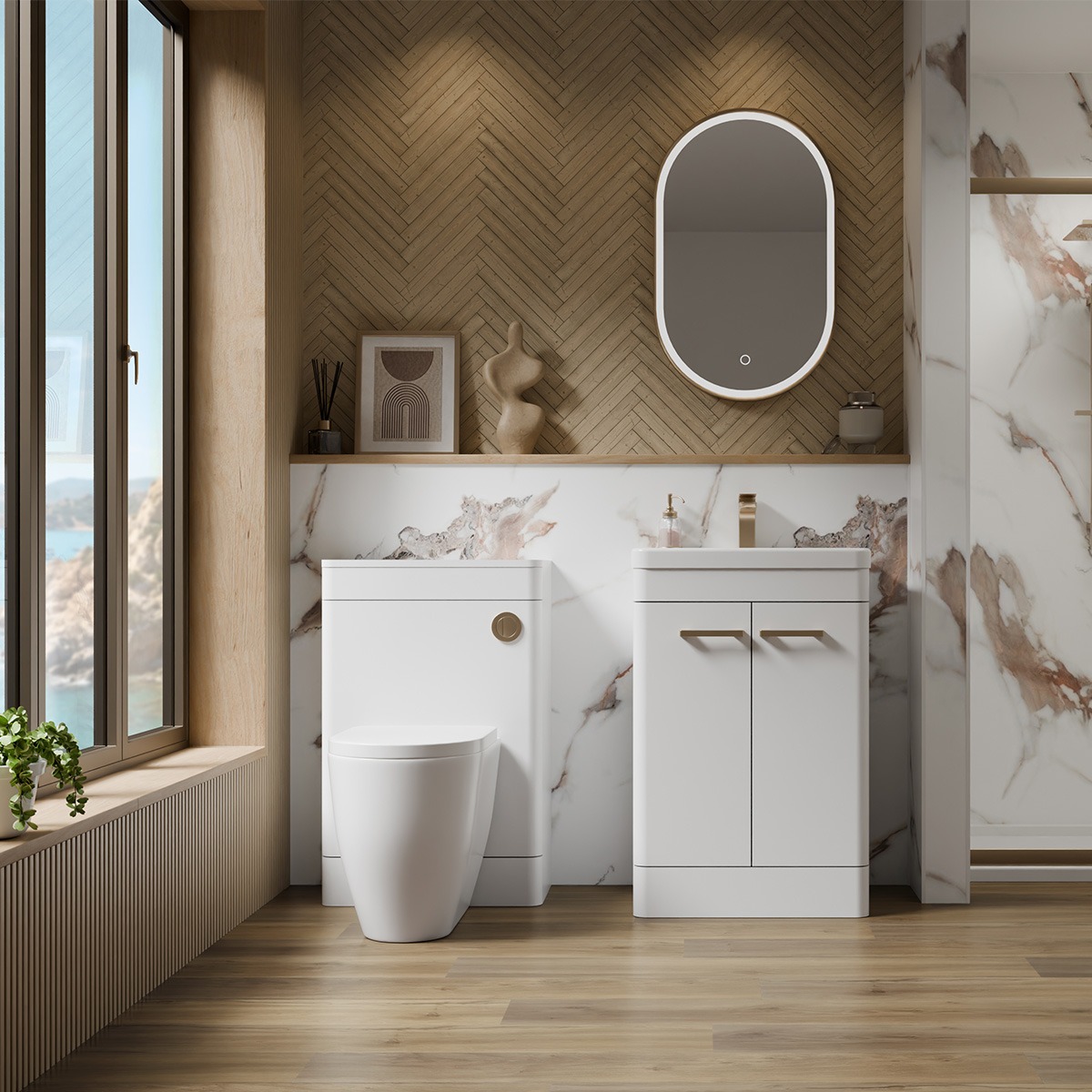 Pacific 100% Waterproof Floorstanding Vanity Unit & Basin White Gloss 500mm