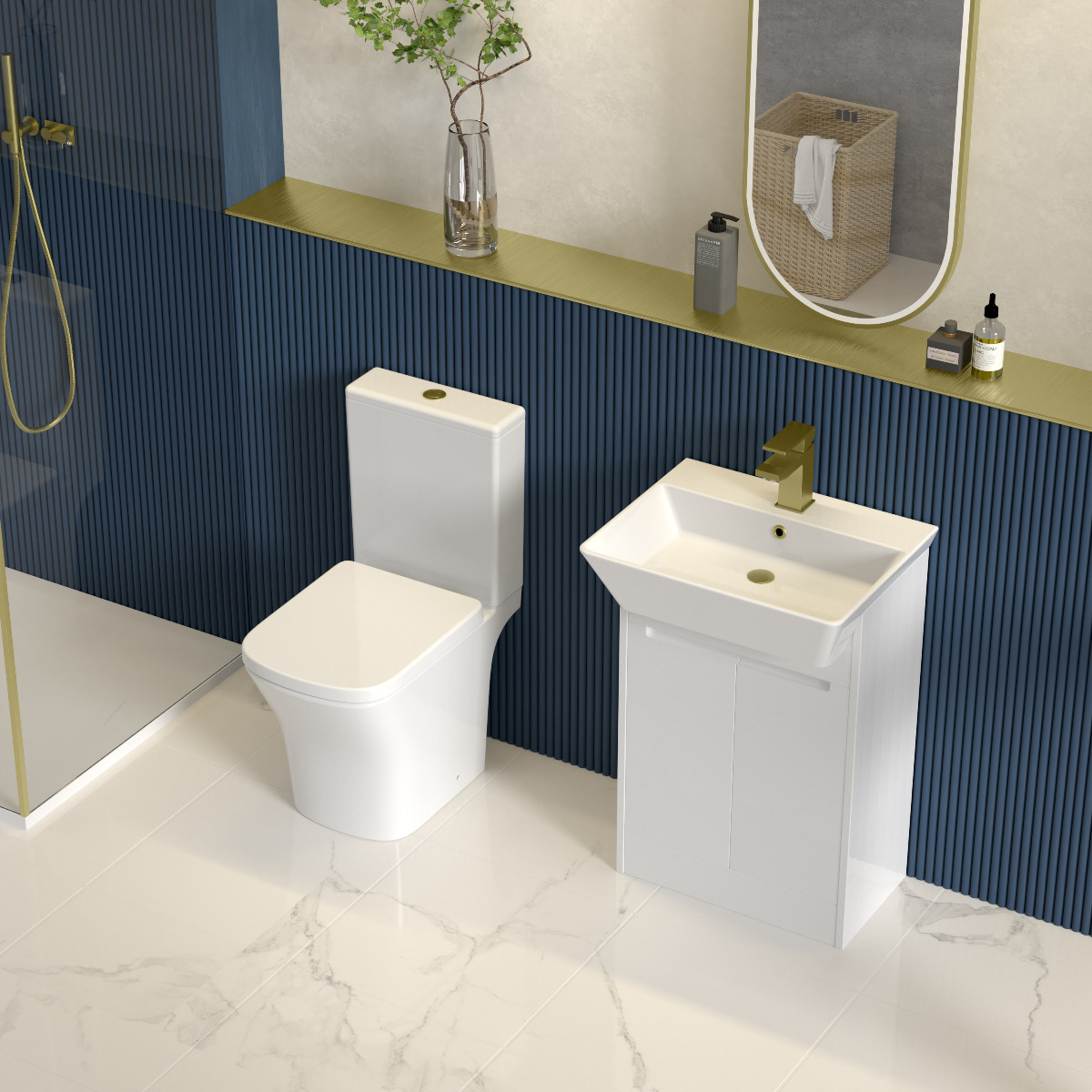 Powis Open Back Close Coupled Rimless Toilet with Soft Close Wrapover Seat