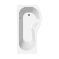 Prymo Reinforced P Shape Shower Bath 1500 x 850 with Panel & Screen Right Hand