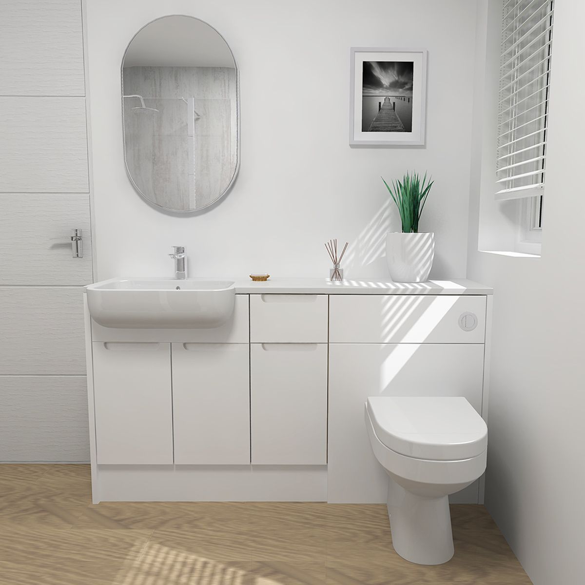 Pure Drawerline Combination Furniture & Basin Suite Run White 1540mm Left Hand