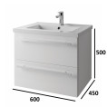 Purity Wall Hung Vanity Unit & Basin White 600mm Dimensions 1