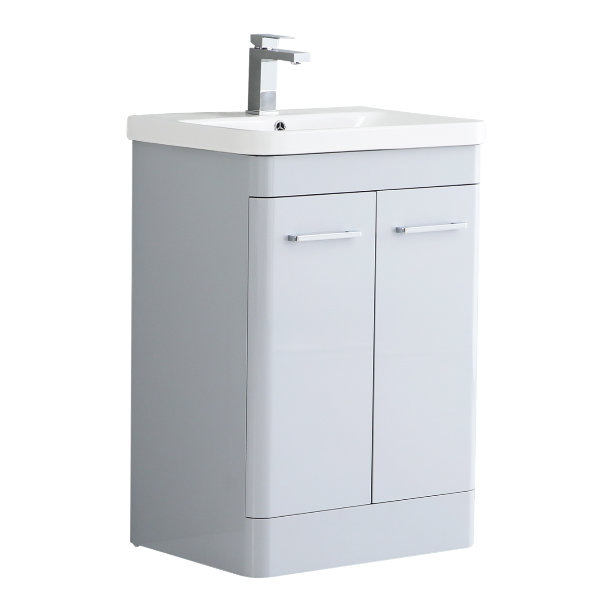 Radian 100% Waterproof Floorstanding Vanity Unit & Basin Light Grey Gloss 600mm