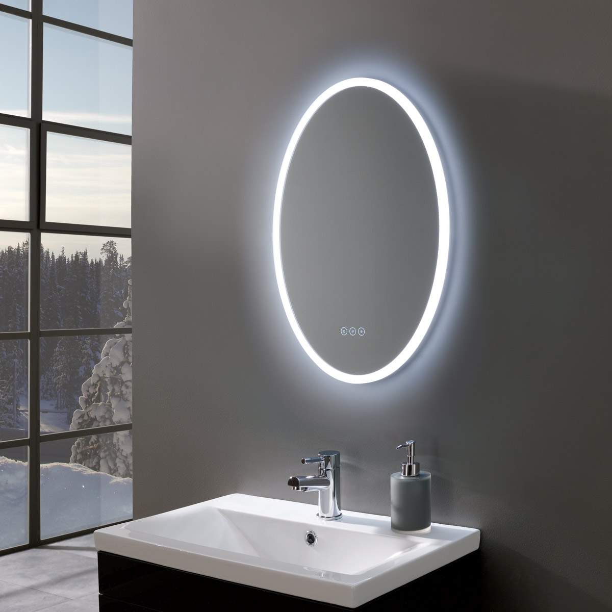 Led shop illuminated mirror