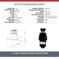 Reginox Waste Disposal Unit 0.55 HP RD60 Dimensions