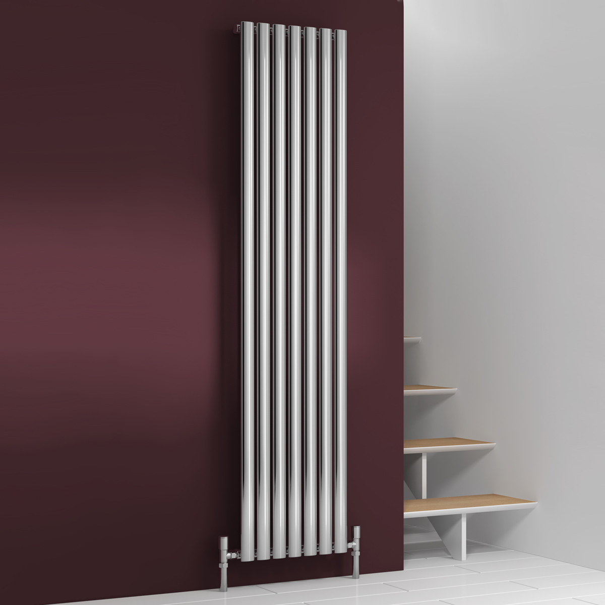 Reina Nerox Designer Single Radiator Polished Stainless Steel 413 x 1800mm