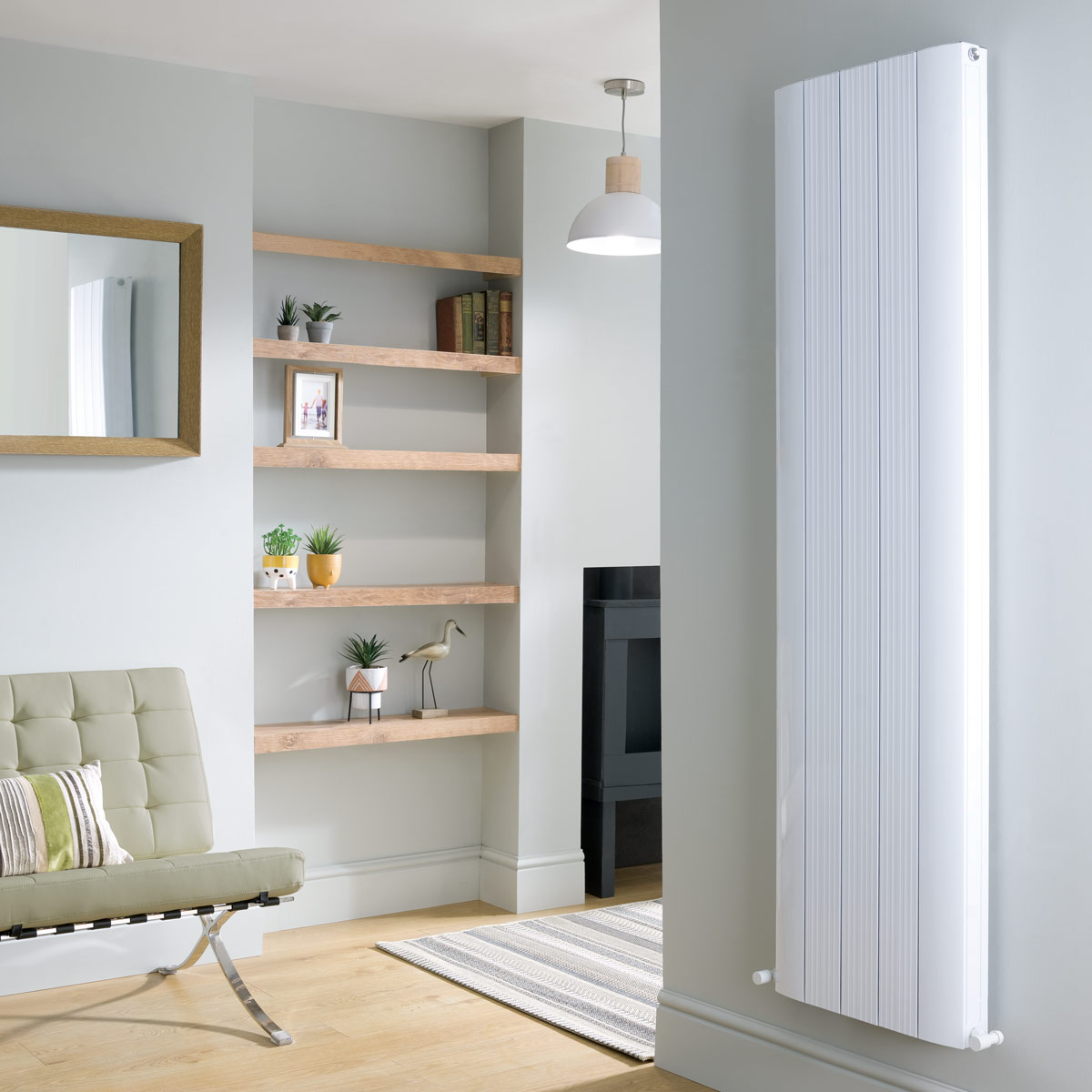 Rene Designer Double Radiator White 1800 x 372mm Roomset