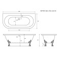 Trojan Repton Freestanding Double Ended Bath 1685 x 780 with Bath Feet Dimensions
