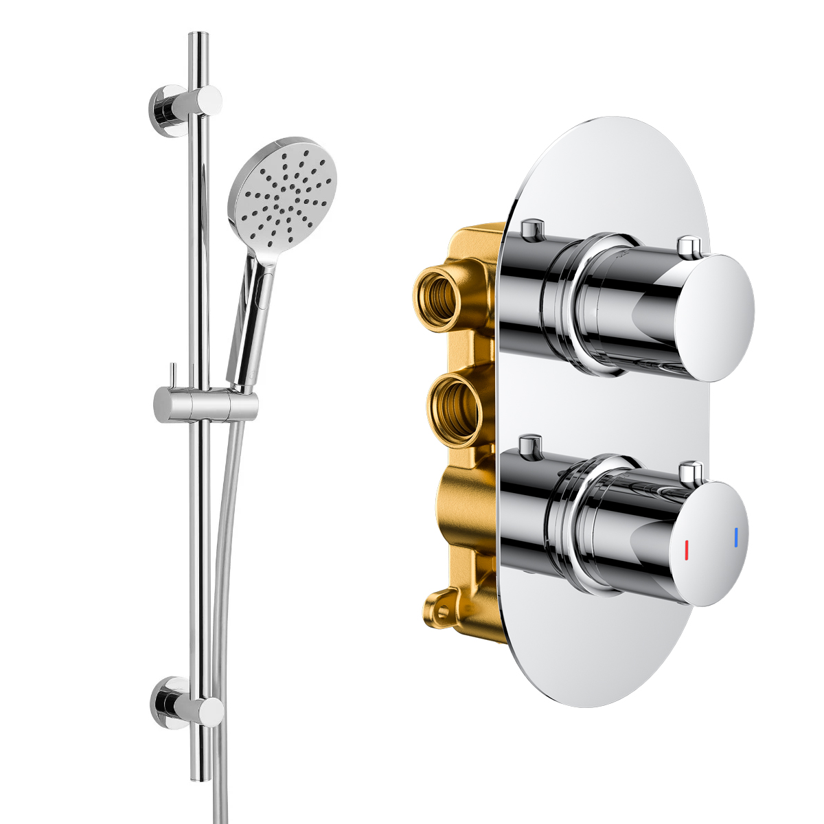 Rondo Thermostatic Single Outlet Twin Concealed Shower Valve System