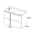 Royo Onix 2 Drawer Wall Hung Vanity Unit & Basin Graphite 810mm Dimensions 1