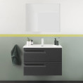 Royo Vitale 2 Drawer Wall Hung Vanity Unit & Basin Grey Nature 810mm Roomset